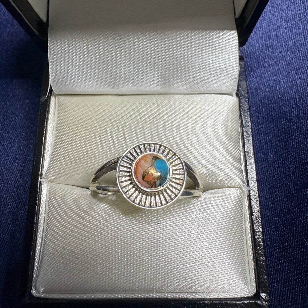 Ring*Spiny Oyster Turquoise 925 Sterling Silver Southwestern Design Size 10